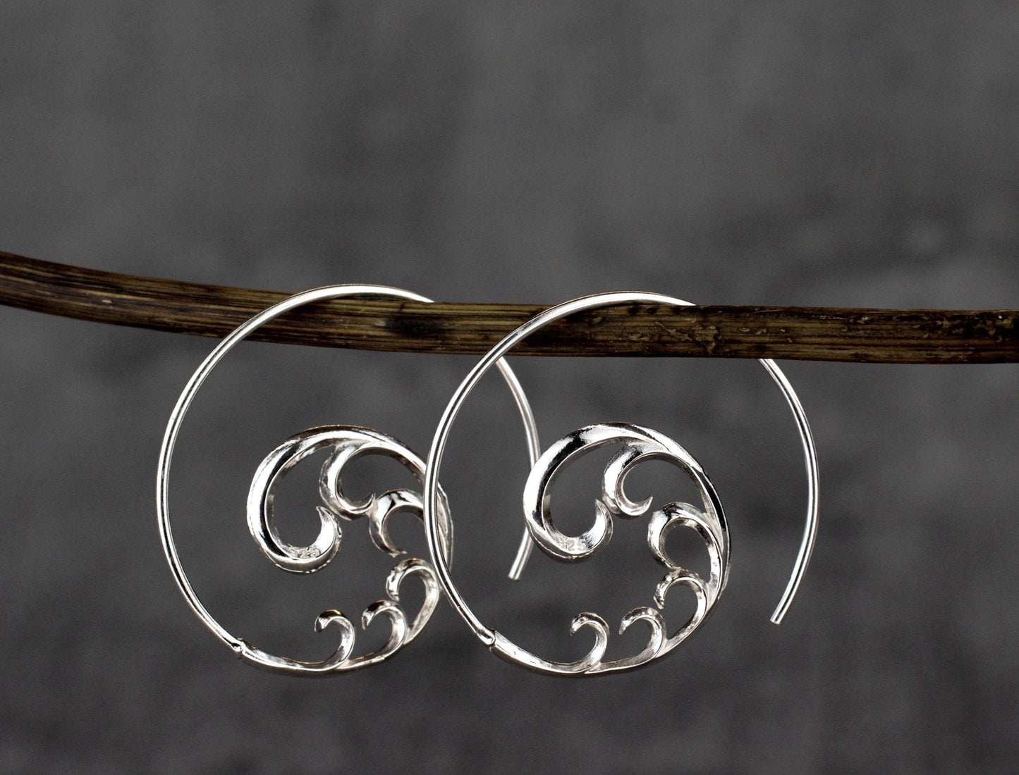 925 Sterling Silver "Ornament" Spiral Earrings - Ear925-24