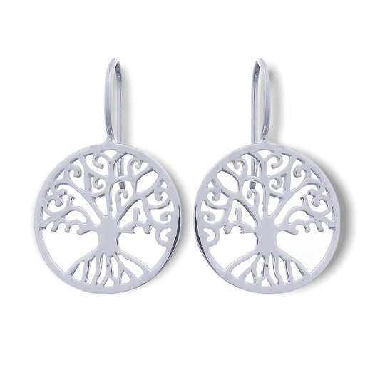 Tree of Life Silver Earrings - 925 Sterling Silver Living Tree Jewelry Ear 925-121