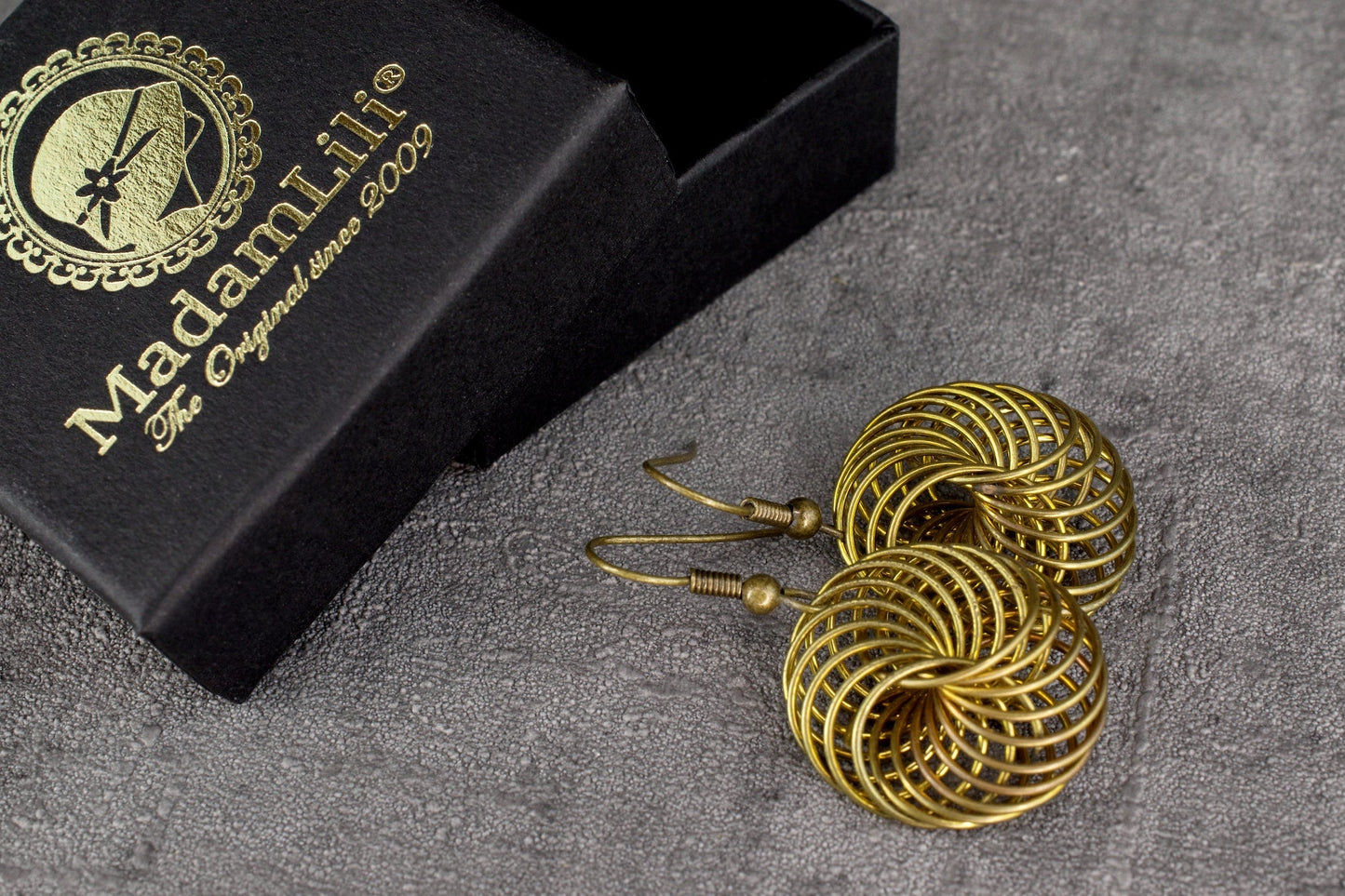 "Bird's nest" bronze earrings in vintage style - vinohr-83