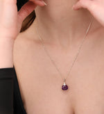 Exquisites 925 Sterling Silber Schmuckset mit Amethyst Edelstein: Halskette und Ohrringe - K925-141