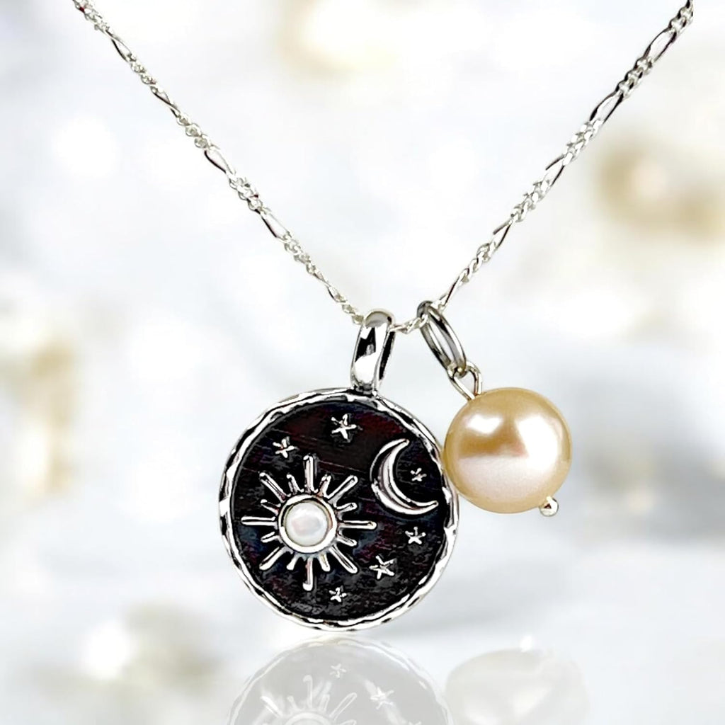 Mystical moon necklace made of 925 sterling silver – with mother