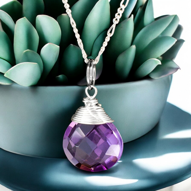 Amethyst Silver pendant pendant chain - K925-21