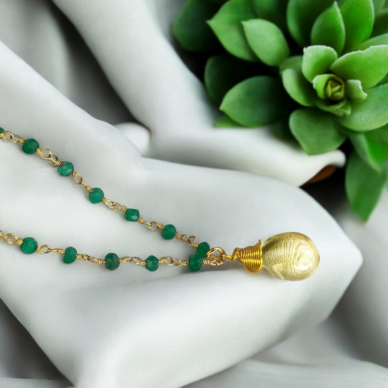 Gemstone chain with Aventurine and citrine