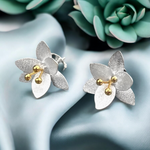 925 Sterling Silver Studs "Blossoms" Bicolor