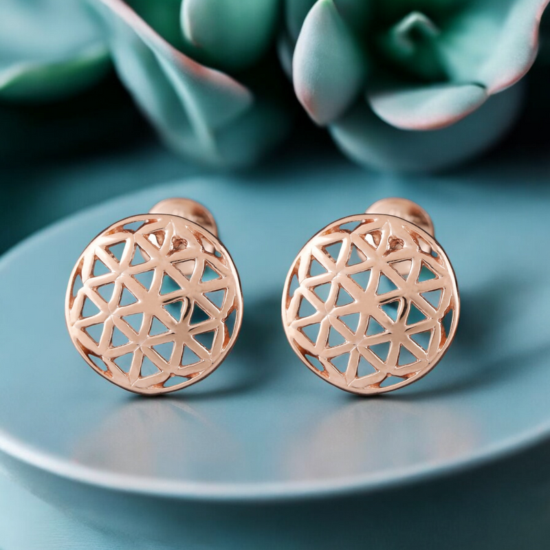 925 Rosegold Gilded Stud Earrings Flower of Life - Ear925-83