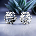 Flower of Life Mini Ear Studs - 925 Sterling Silver - OHR925-37