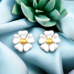 925 Sterling Silver Bicolor Stud Earrings "Butterflumen" - Ear925-32