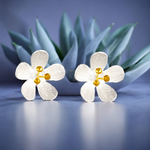 925 Sterling Silver Bicolor Stud Earrings "Butterflumen" - Ear925-32