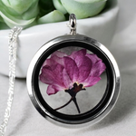 Japanese Cherry Blossom Medallion-925 Sterling Silver Chain Sakura cherry blossom pendant-K925-79