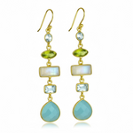925 Sterling Silver Gold Plated Multi Gemstone Earrings Earper25-16