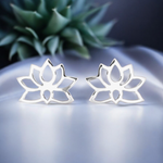 Mini 925 Sterling Silver Stud Earrings Lotus