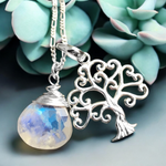 925 Sterling Silver Gemstone Chain "Grob & Moonstone" - K925-45