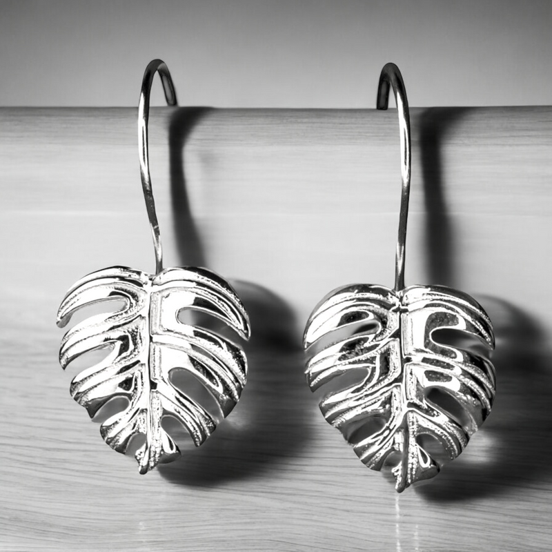 Monstera Leaf Earrings - 925 Sterling Silver Exotic Leaves Earrings - Ear925-115