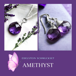 Exquisites 925 Sterling Silber Schmuckset mit Amethyst Edelstein: Halskette und Ohrringe - K925-141