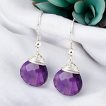 Amethyst Drop Earrings - 925 Sterling Silver Gem Earrings - Ear925-85