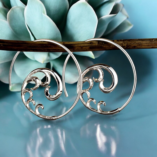 925 Sterling Silver "Ornament" Spiral Earrings - Ear925-24