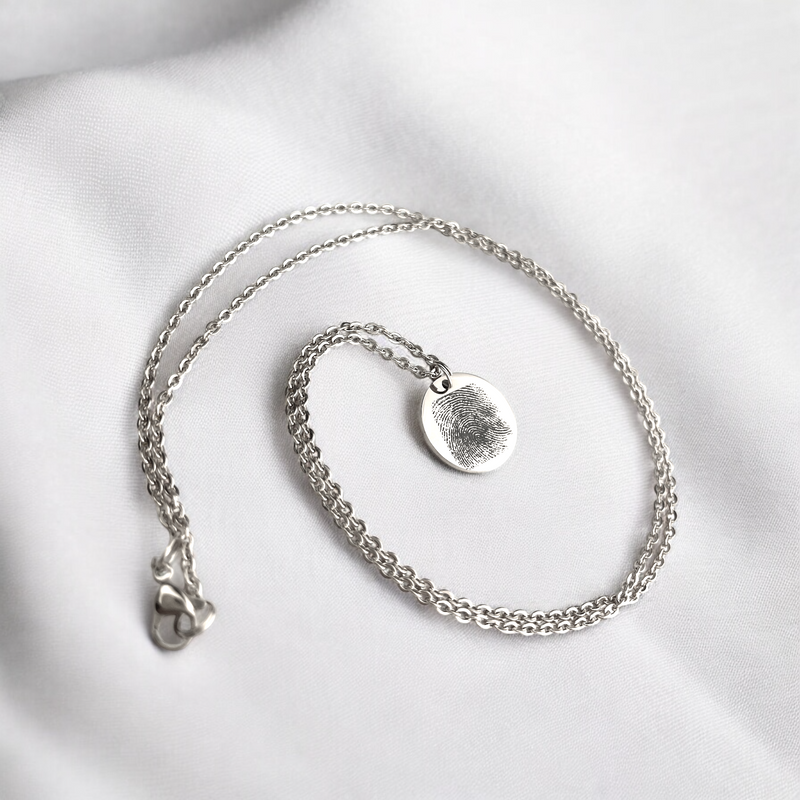 Personalisierte Edelstahlkette mit Fingerabdruck & Wunschgravur – Einzigartiges Geschenk in Silber, Gold & Roségold
