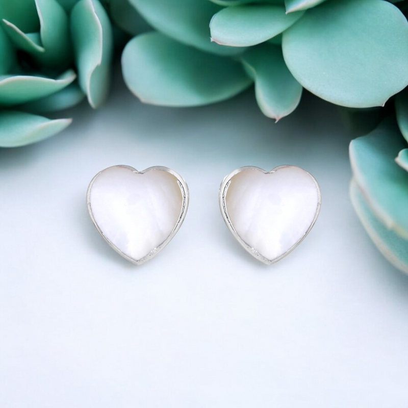 Mini 925 Sterling Silver Pearl Stud Earrings Heart