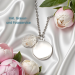 Customizable Pust Flowers Medallion Chain with Photoservice - Silver Plated - VIK-123