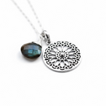 Labradorite Gemstone Mandala Jewelry Set - 925 Sterling Silver Meditation Chain - K925-118
