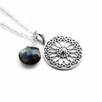 Labradorite Gemstone Mandala Jewelry Set - 925 Sterling Silver Meditation Chain - K925-118