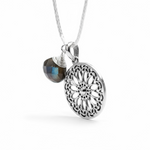 Labradorite Gemstone Mandala Jewelry Set - 925 Sterling Silver Meditation Chain - K925-118