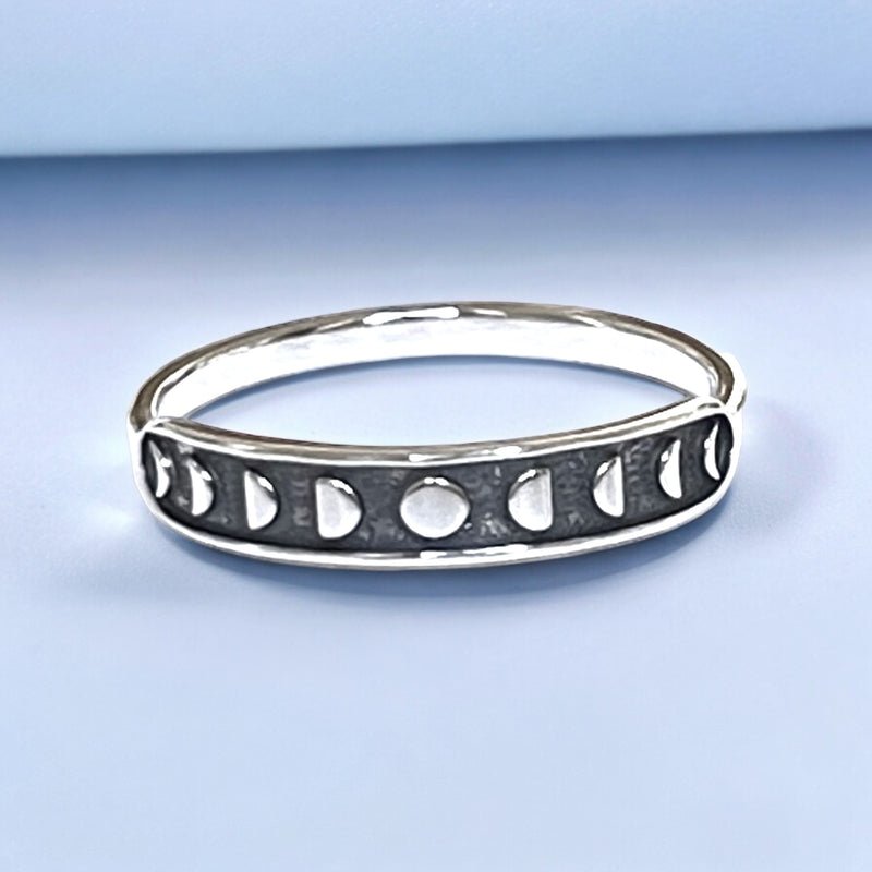 Mondphasen Ring aus 925 Sterling Silber – In mehreren Größen erhältlich, Allergikerfreundlich - RG925-54