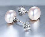 Dark blue pearl stud earrings made of 925 sterling silver | Freshwater pearl jewelry | Nickel-free &amp; hypoallergenic