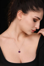 Exquisites 925 Sterling Silber Schmuckset mit Amethyst Edelstein: Halskette und Ohrringe - K925-141