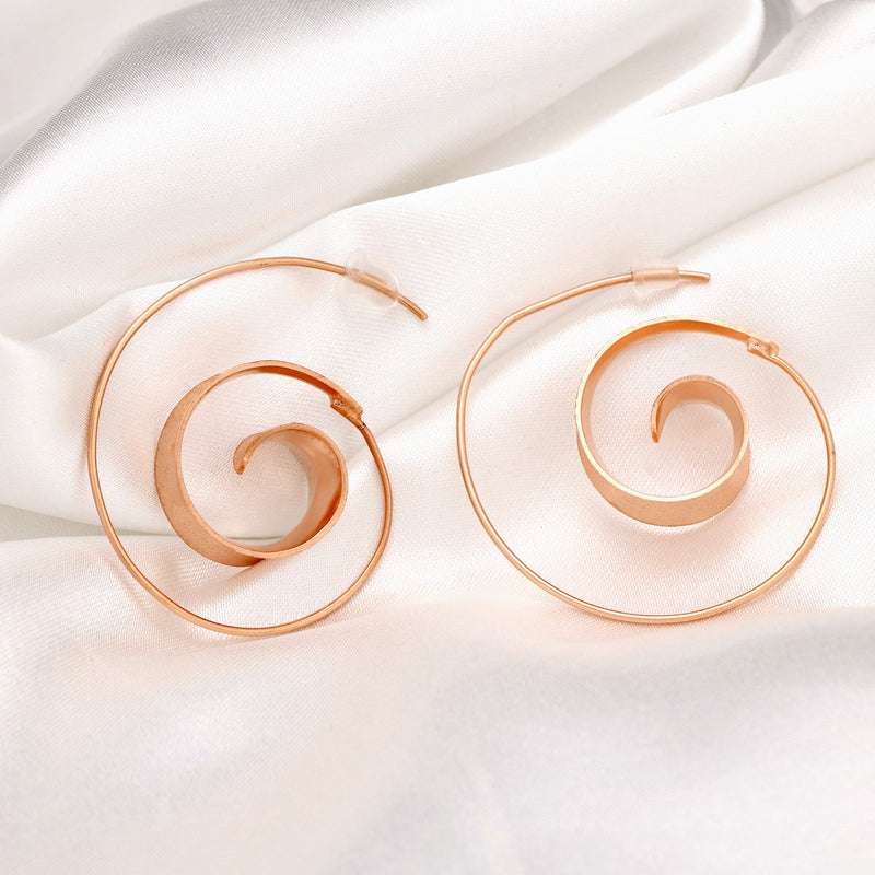 925 Rose Gold Plated Spiral Earrings Brunei II