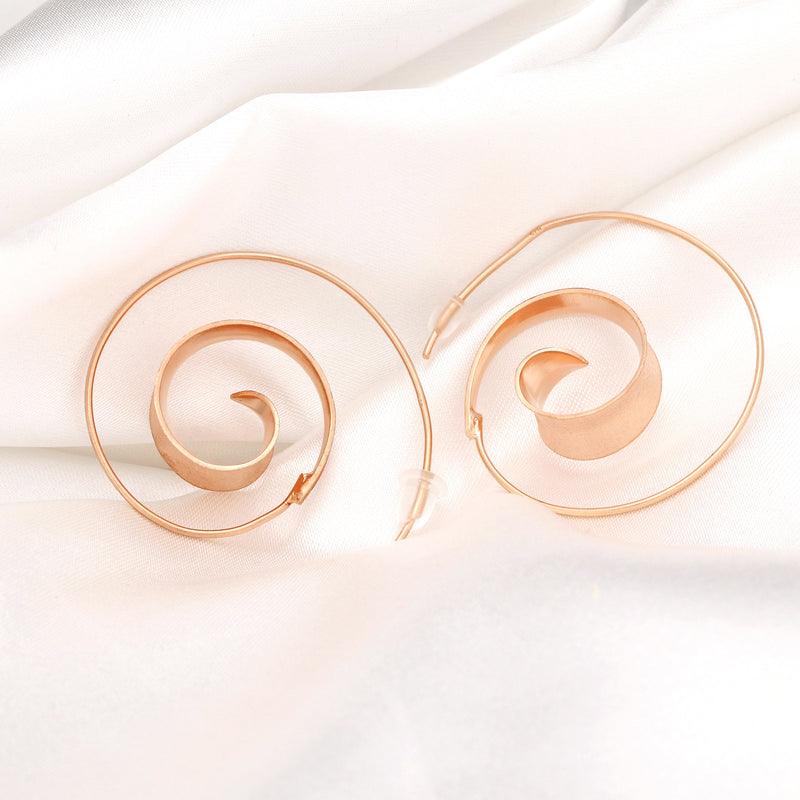 925 Rose Gold Plated Spiral Earrings Brunei II