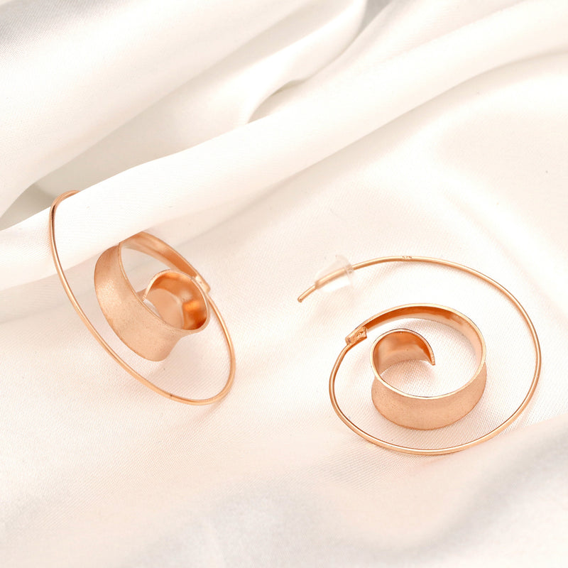 925 Rose Gold Plated Spiral Earrings Brunei II