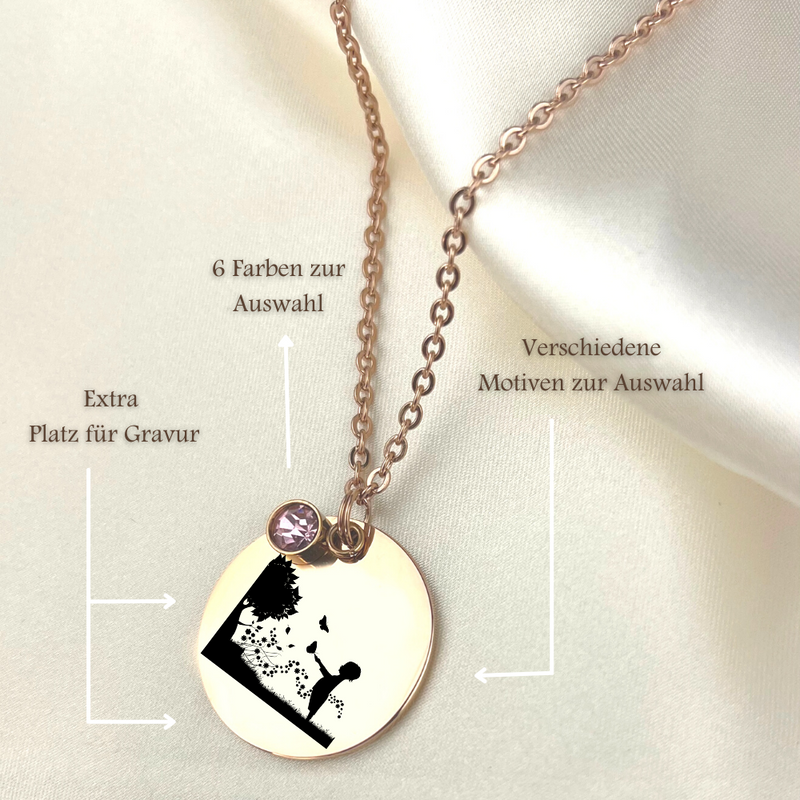 Photo Medallion Necklace with your photo-Pusteblumenpenger-Individualizable jewelry with photo service VIK-89