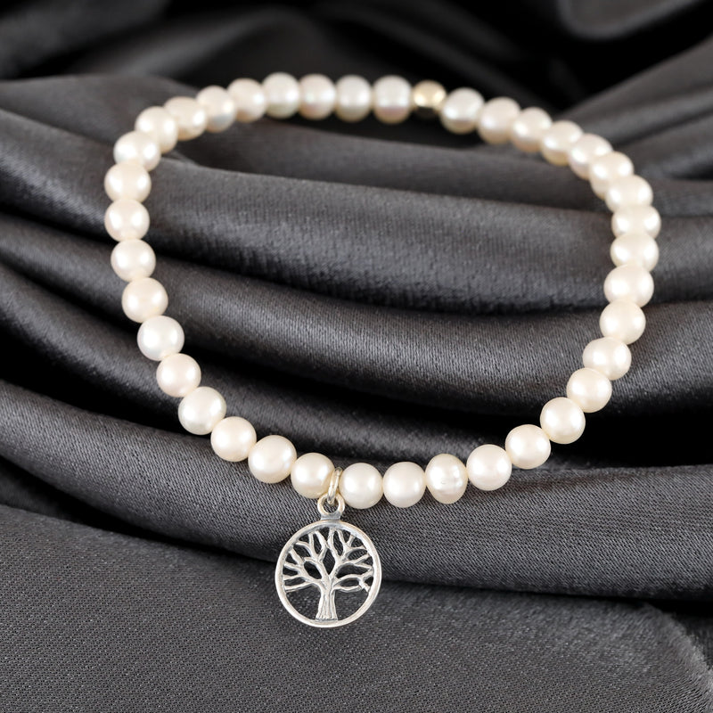 925 Sterling Silver freshwater pearl bracelet "Tree of Life" - Arm925-32