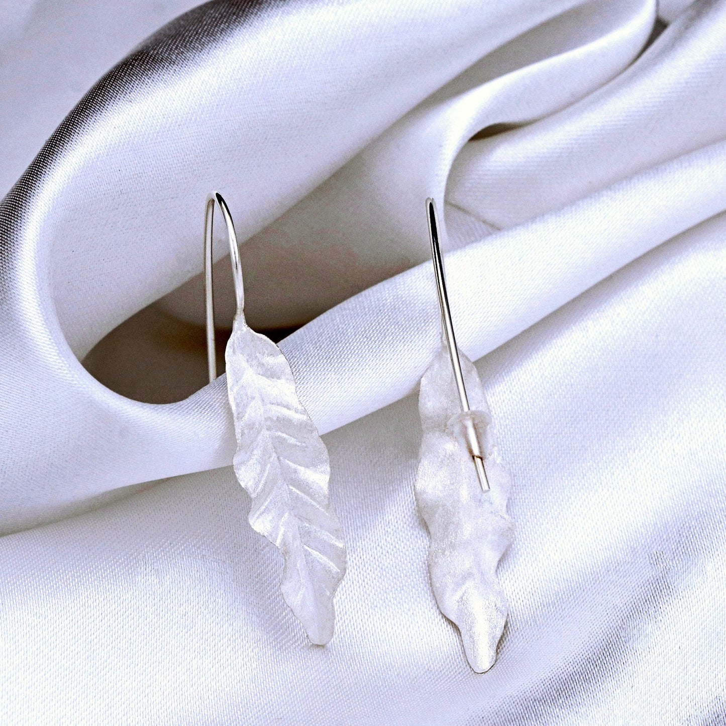 Long Leaves Earrings - 925 Sterling Silver Earrings - Elegant Nature Accessories - Ear925-122