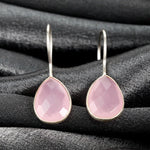 925 Sterling Silver Rose Quartz Earrings - Elegant Gemstone Jewelry Ear925-102