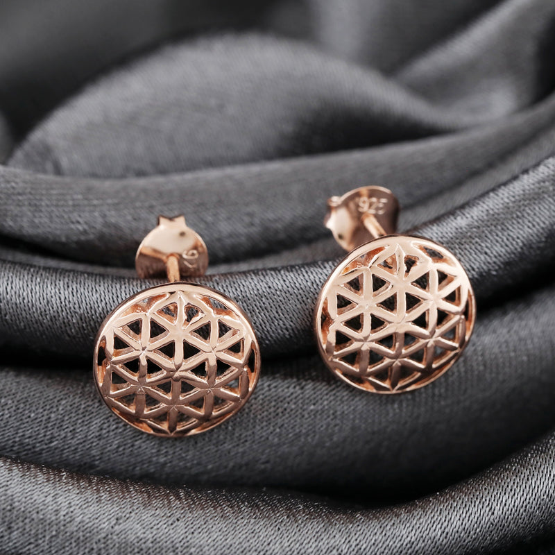 925 Rosegold Gilded Stud Earrings Flower of Life - Ear925-83