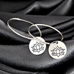 Lotus 925 Sterling Silver Hoop Earrings - OHR925-43