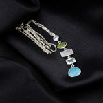 925 Sterling Silver Gold Plated Multi Gemstone Chain