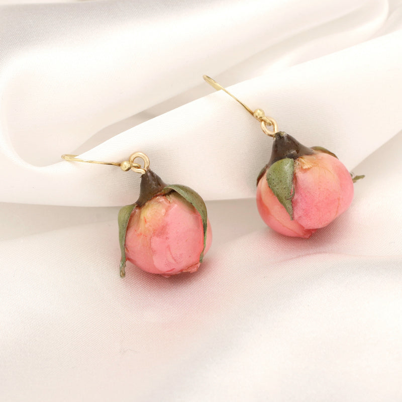 Elegant genuine roses earrings - 925 sterling gilded earrings - PR079