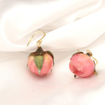 Elegant genuine roses earrings - 925 sterling gilded earrings - PR079