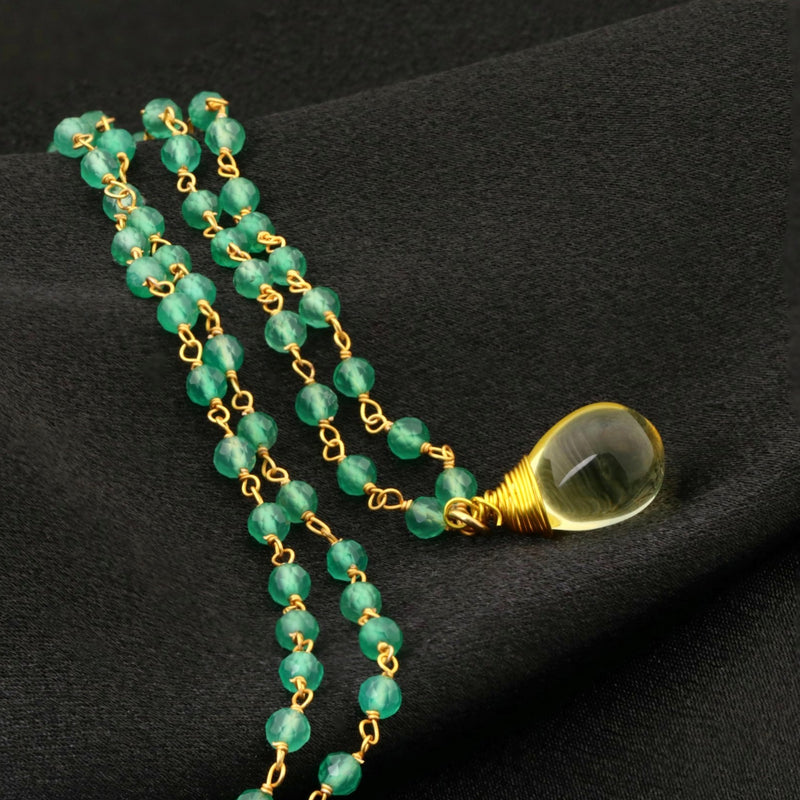 Gemstone chain with Aventurine and citrine