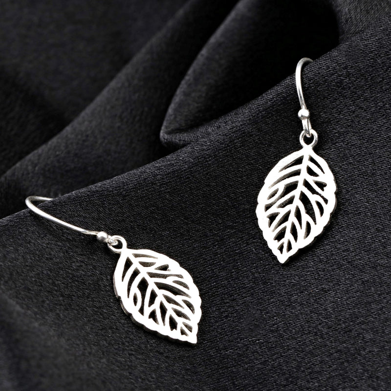 925 sterling earrings "silver leaves" - Ear925-12