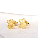 Bee Mini Stud Earrings - 925 Sterling Gold Gilded Earrings - Ear925-98