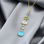 925 Sterling Silver Gold Plated Multi Gemstone Chain