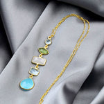 925 Sterling Silver Gold Plated Multi Gemstone Chain