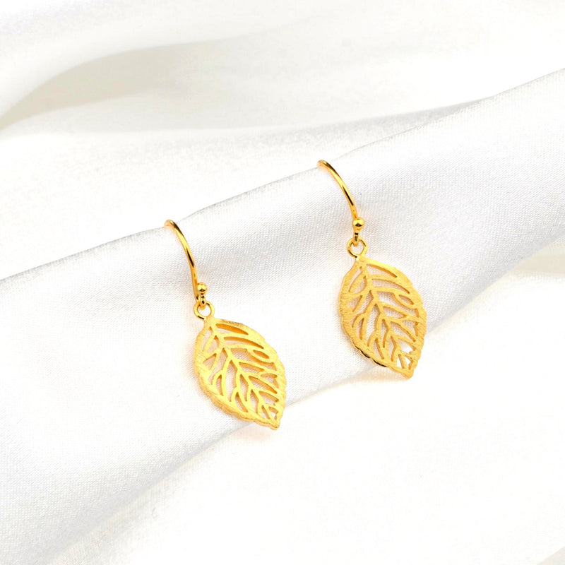 Leaf Earrings-925 Sterling Vergoldet Botanical Drop Earrings-OHR925-14