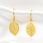 Leaf Earrings-925 Sterling Vergoldet Botanical Drop Earrings-OHR925-14