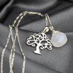 925 Sterling Silver Gemstone Chain "Grob & Moonstone" - K925-45