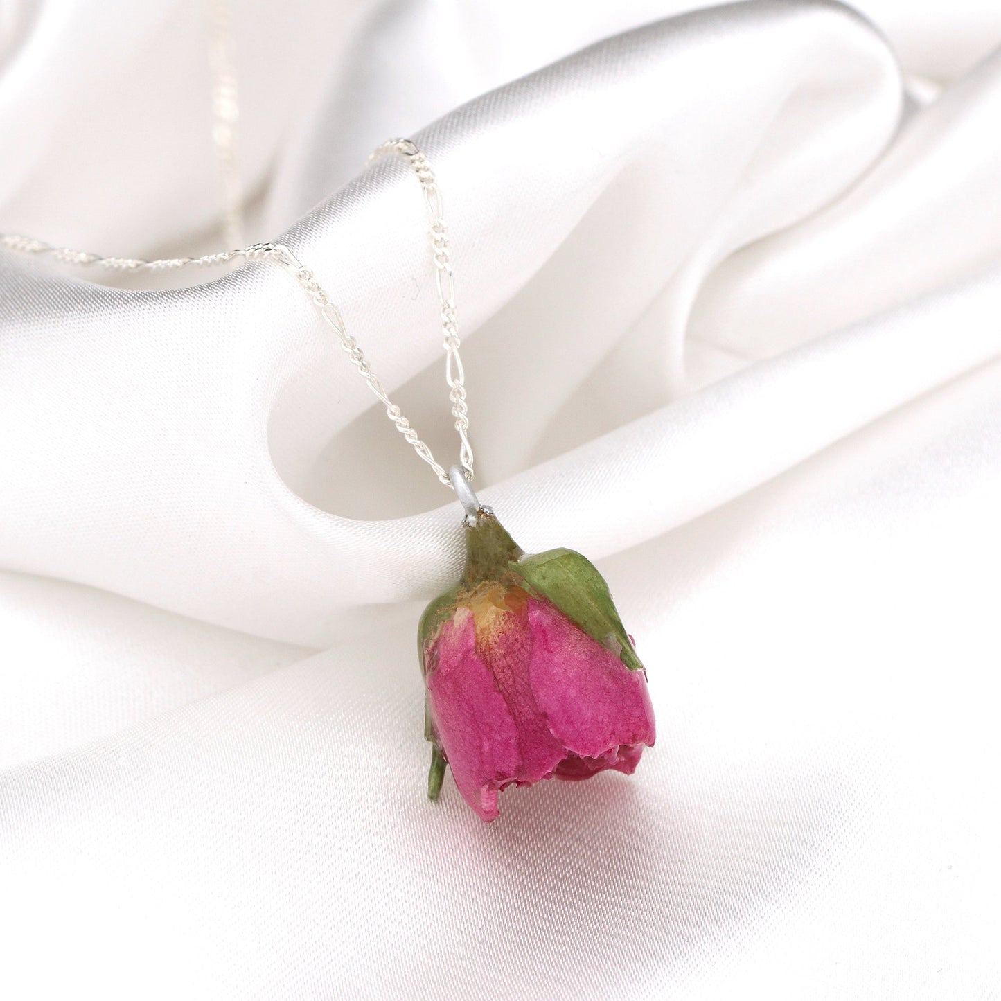 Real Rose Pendant with 925 Sterling Silver Chain - Botanical Necklace - K925-117